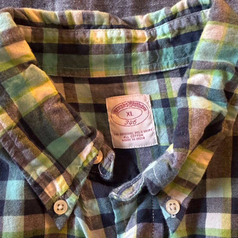 Brooks Brothers Green Plaid Men's Shirt